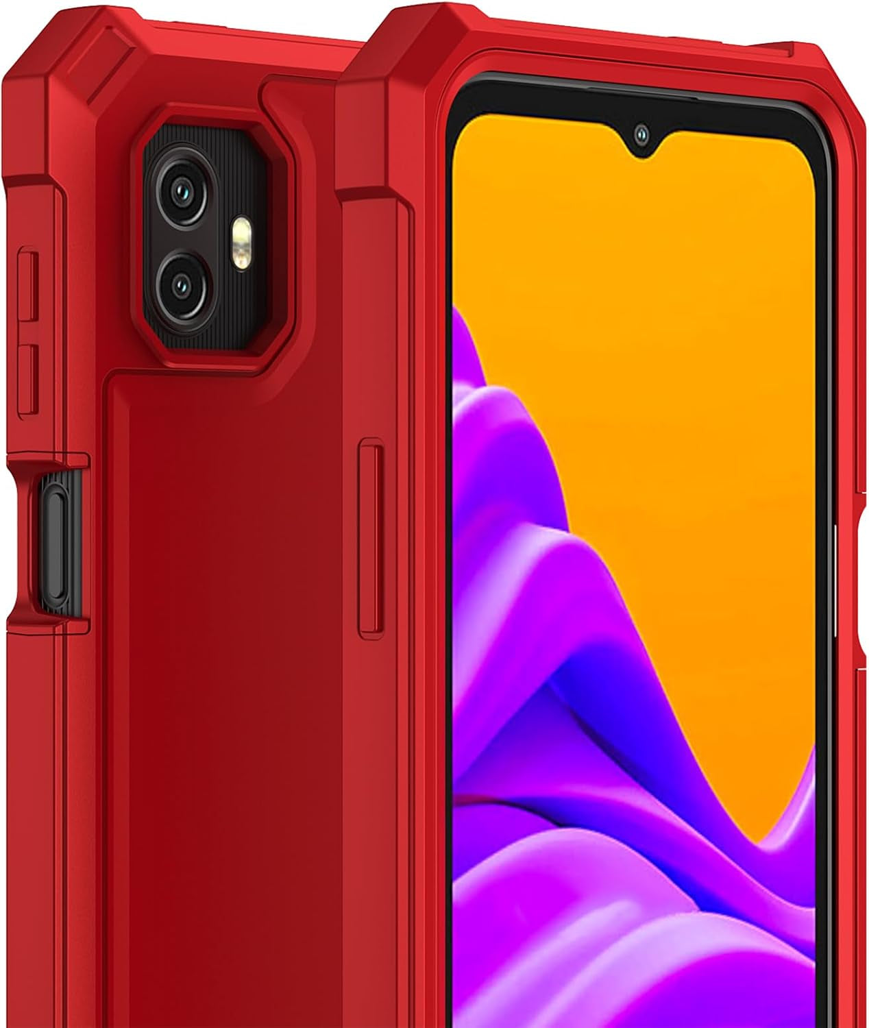 for Samsung Xcover 7 Pro Phone Case, Galaxy Xcover7 Pro Case with Screen Protector, Dual Layer TPU Bumper Protective, Rugged Silicone Scratch Resistant, Shockproof Cover-Red