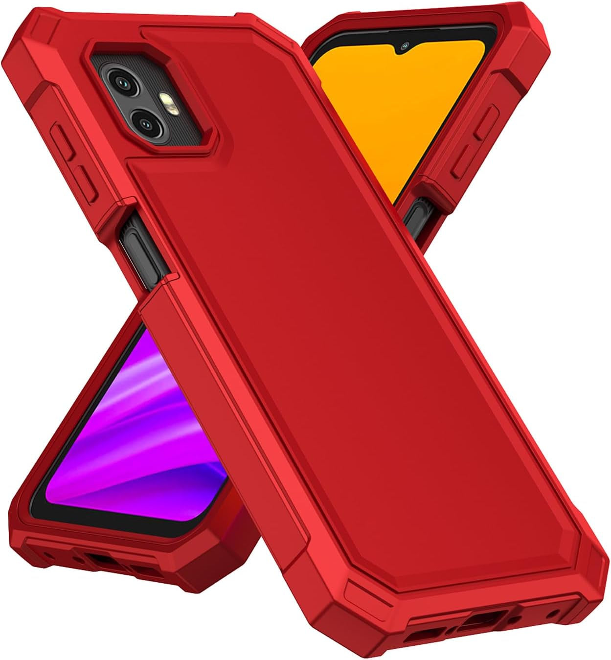 for Samsung Xcover 7 Pro Phone Case, Galaxy Xcover7 Pro Case with Screen Protector, Dual Layer TPU Bumper Protective, Rugged Silicone Scratch Resistant, Shockproof Cover-Red