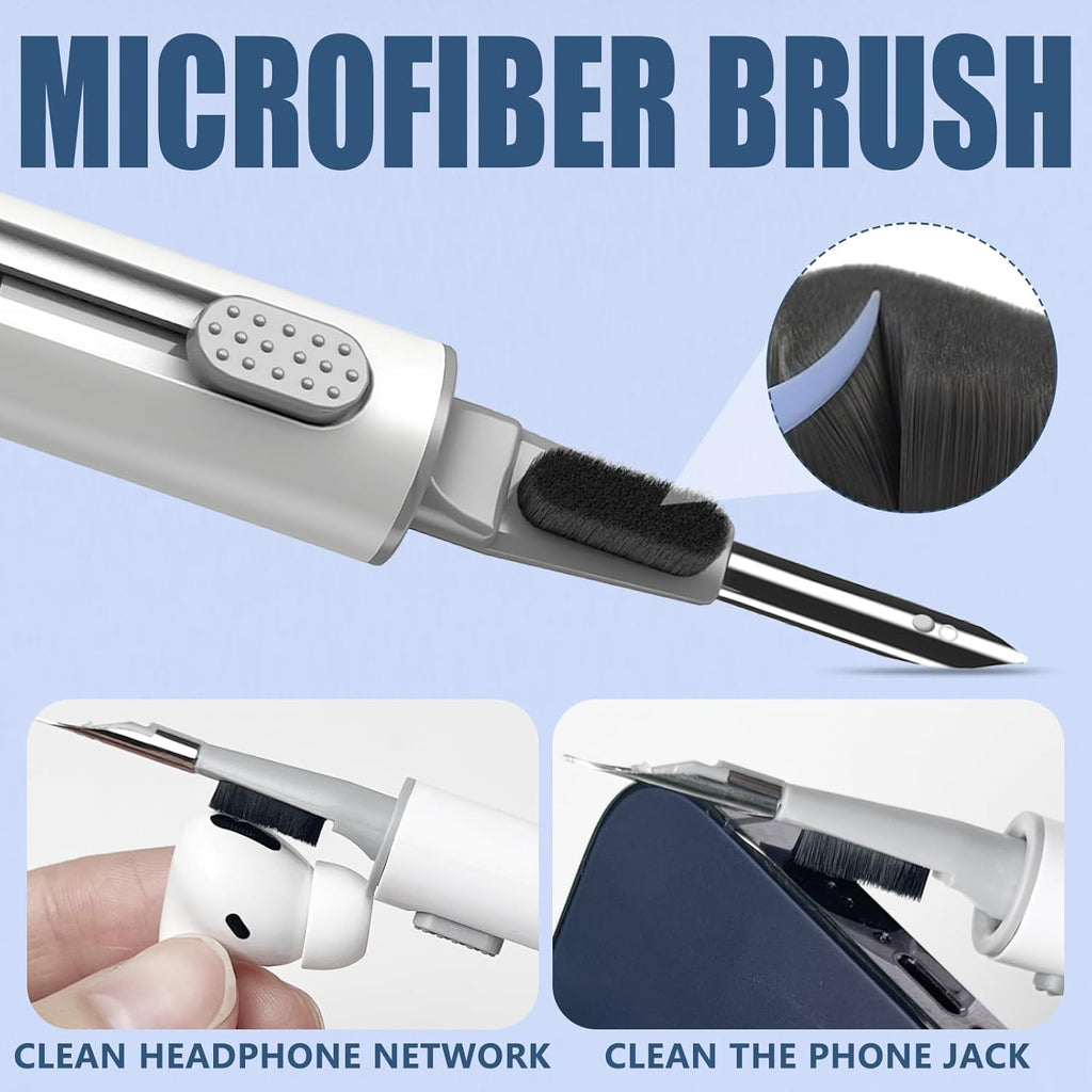 Cleaner Kit for Airpods Pro 3 2 1 Series,Multi-Function Cleaning Pen Tool for Earbuds Headphone Iphone Camera Electronic Devices,With Soft Brush Flocking Sponge -White