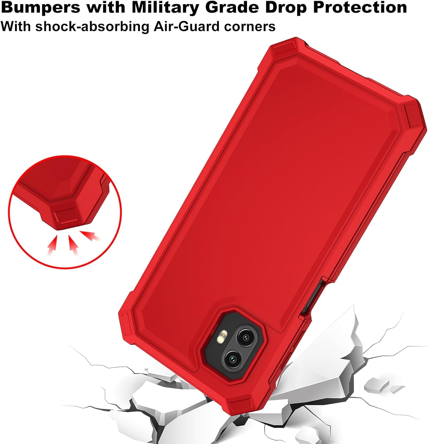 for Samsung Xcover 7 Pro Phone Case, Galaxy Xcover7 Pro Case with Screen Protector, Dual Layer TPU Bumper Protective, Rugged Silicone Scratch Resistant, Shockproof Cover-Red